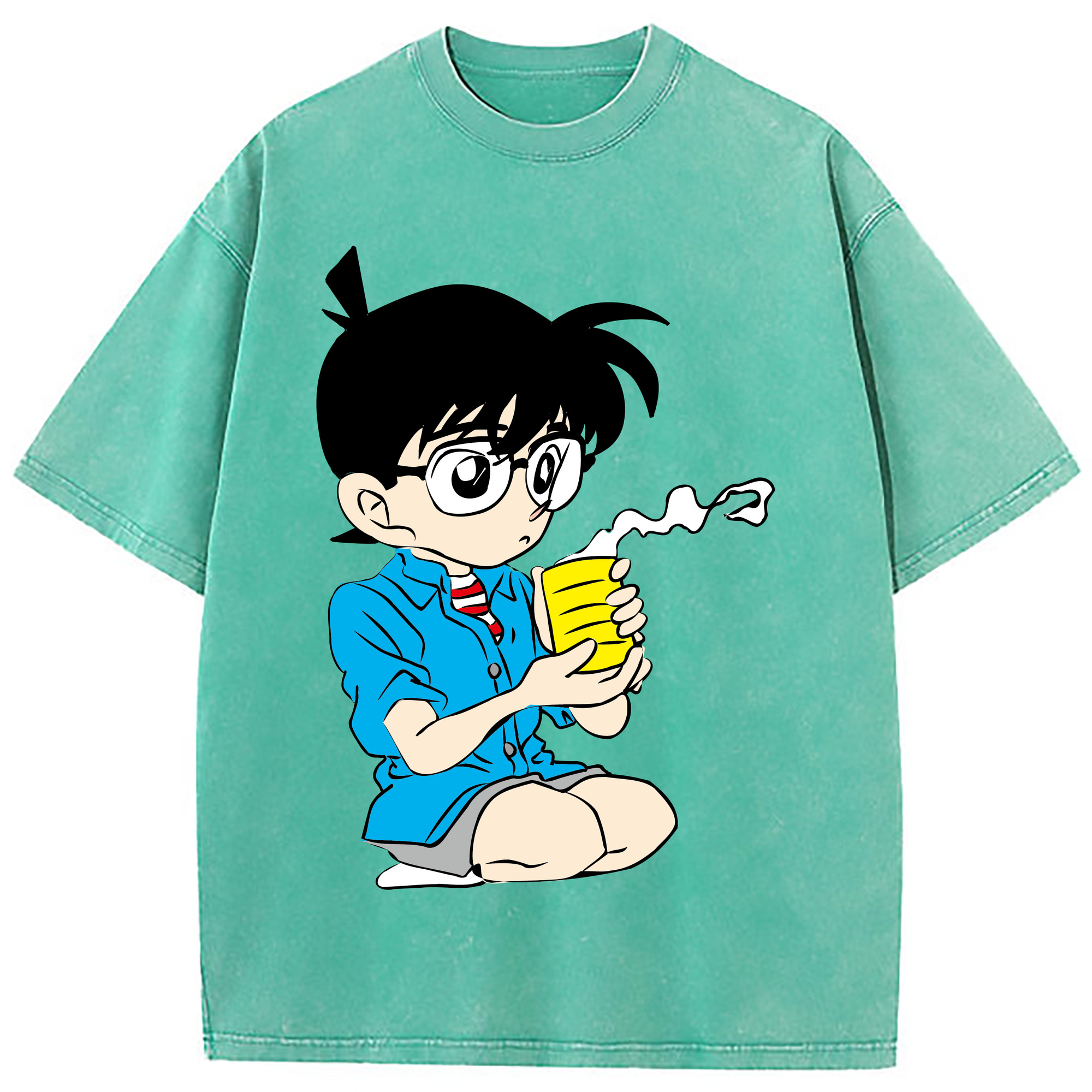 （画像用） 名探偵コナン 江戸川 コナン Detective Conan Conan Edogawa 綿100% ヴィンテージ風 半袖Tシャツ（フロントプリント）